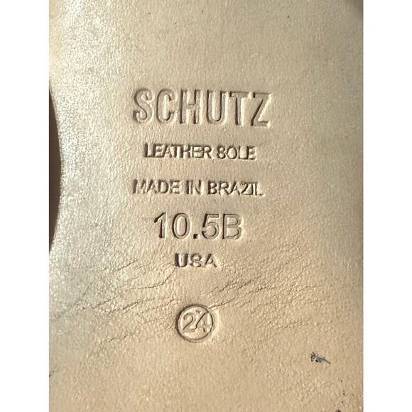 SCHUTZ Kelsie Platform Sandal Beige Leather Block Heel Strappy Sz 10.5B - Picture 4 of 4
